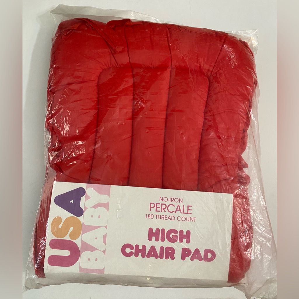 Percale High Chair Pad For Baby Red No Iron 180 Thread Count Brand New